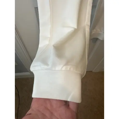 Badgley Mischka White Lounge Jogger Pants Embroidered Face Patch Size Large, NWT