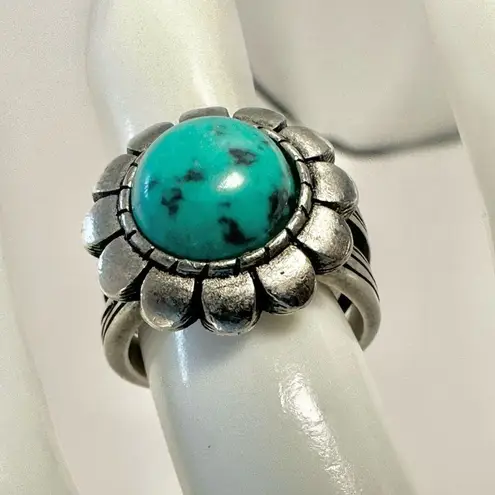 Premier Designs silver tone and turquoise blue Cabo ring