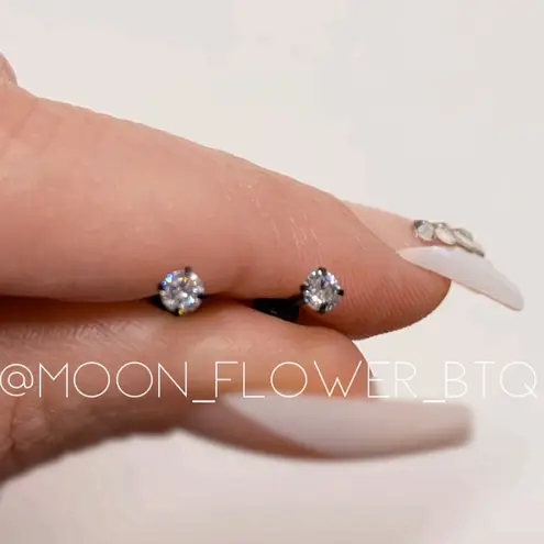 Black Stainless Steel CZ Barbell Earrings