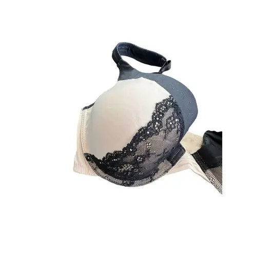 ABS Allen Schwartz ABS Nude Padded Underwire Bra With Black Lace Detail