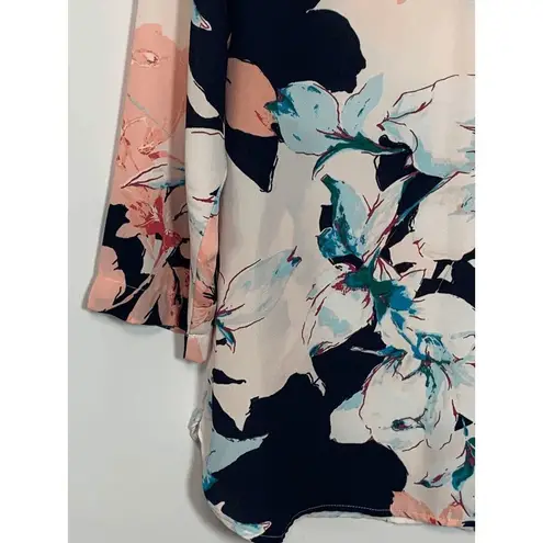 Van Heusen Women's Floral 3/4 Sleeve Criss-Cross V-Neck Blouse Multi-Color Sz XS