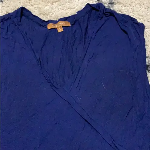 Ellen Tracy Navy Blue Semi-Sheer Top Medium
