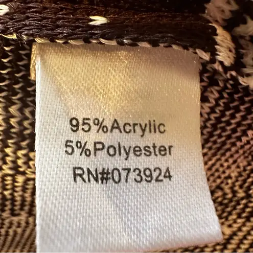 Ming Wang Cardigan Sweater Front Hook Women's Small Brown White Career Luxury