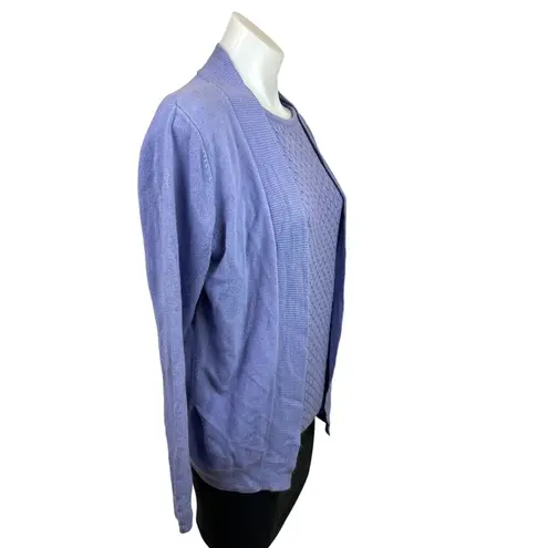 Bromley Vintage Purple Faux Cardigan Sweater Pullover Connected 2 piece set Top Size 8