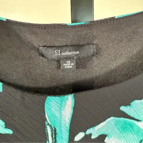 Romantic Floral Midi Dress Sleeveless Flowy Size 12 Garden Cottagecore Fairy Black