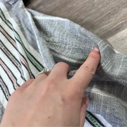 Soft Surroundings striped embroidered gauze cotton tunic blouse w/ pockets