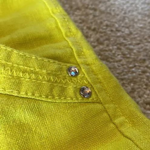 Linen Shorts Citrus Lemon Sz 12 Yellow