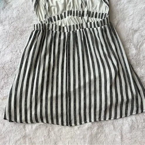 Lulus Oceanside Adventure White Striped Backless Skater Dress Black Size L
