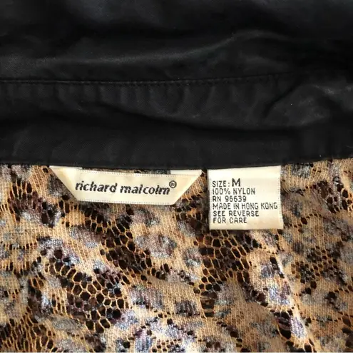 Vintage Richard Malcolm Black Unlined Mesh Lace Button Front Long Sleeve Blouse Size M