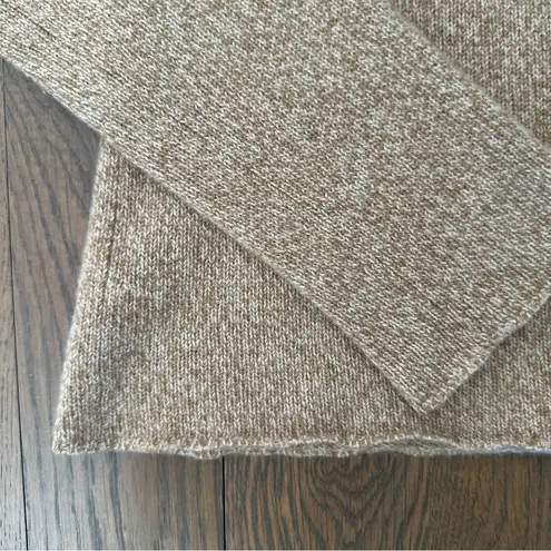 TSE 100% Cashmere Classic Knit Funnel Neck Sweater Tan and White Melange Small