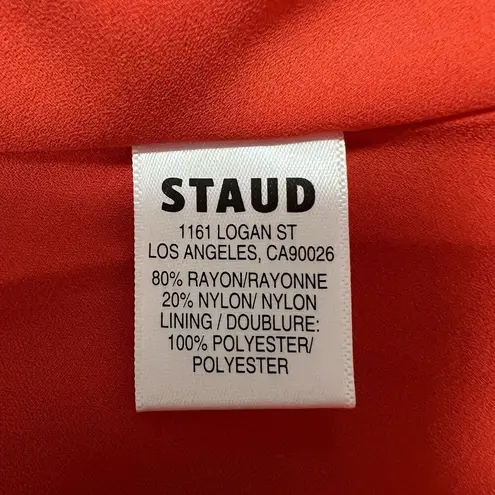 STAUD Prismatic Dress with cut-out Side Slit Off Shoulder Papaya Orange Size 6