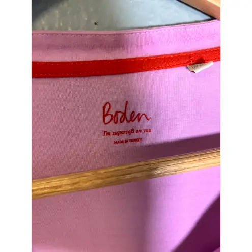 Boden Boat Neck 3/4 Sleeve Pink Cotton Blend Top Size 12 Classic Everyday Preppy