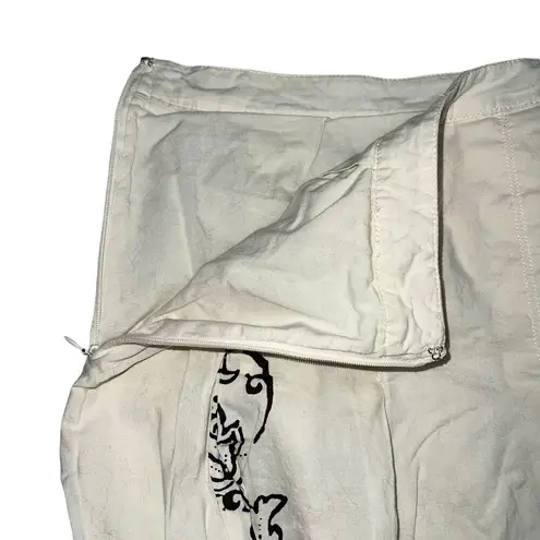 Venezia Womens A Line Layered Skirt Floral Print Cotton Cream Black Gold Size 18