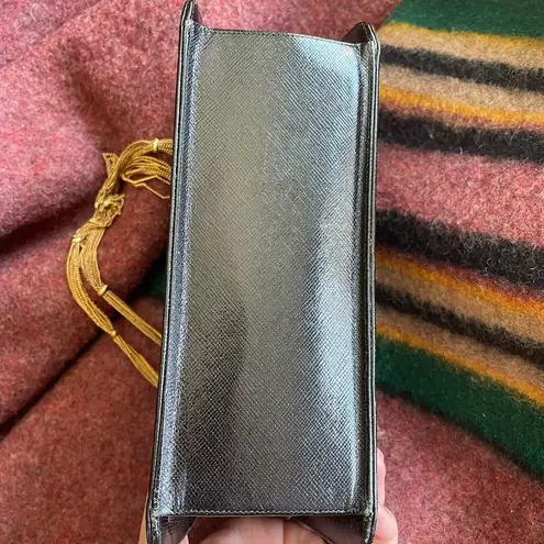 Stunning 1950s or early 1960s Morris Moskowitz Saffiano Leather evening bag Black