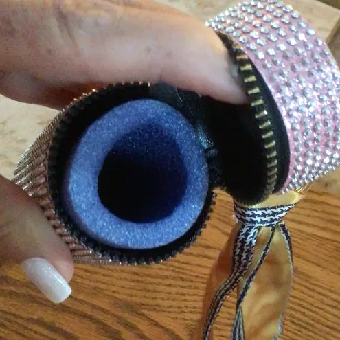 Womens Pink Bling Lipstick Case Bag Charm with Twilly in Pink