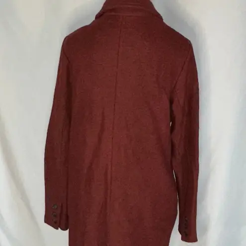 Rachel Zoe  - Boiled Wool Coat Sz M Burnt Orange Collared Soft Open Long Sleeve