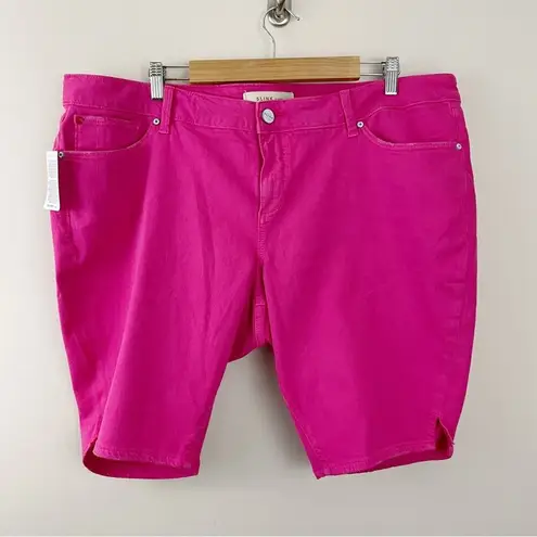 Bermuda Slink Jeans Pink Curvy Stretch Longer length  Shorts womens plus 22 new