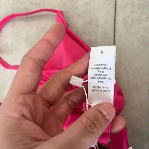ANDIE NWT Swim Santorini Top Neon Pink Small Bikini Triangle Knot Front Tanning