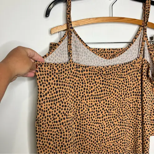 Lates cami tank top & shorts pajama set tan with black dots women’s size large Brown