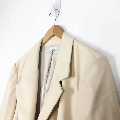 We Wore What Faux Leather Blazer Medium Cream Oversized Quiet Luxury Minimalist