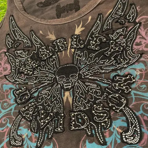 Y2K Harley Davidson studded tie dye black blue pink punk grunge tank top size XL