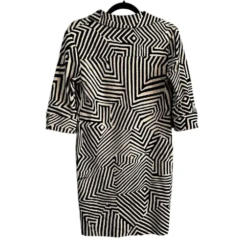 Tori Richard Honolulu Dress Tan Black Pullover Ponte Knit Dress Women’s Size 2 Brown