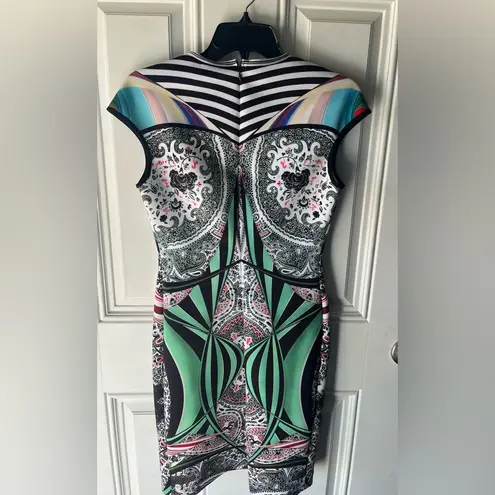 Clover Canyon Sheath Dress Multicolor
Print Scuba Knit Neoprene Size M Cocktail