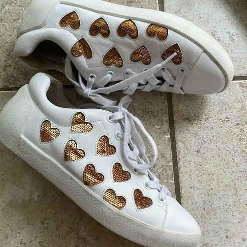 Ash Nikita Sequin Heart Leather Sneakers