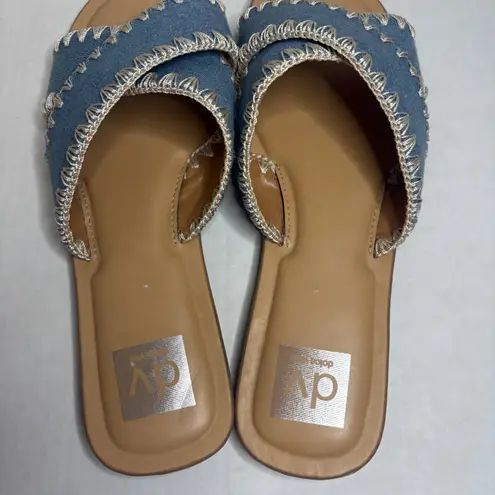 DV Dolce Vita Juneau Denim Criss Cross Slides Sandals Women's Size 9.5 Blue