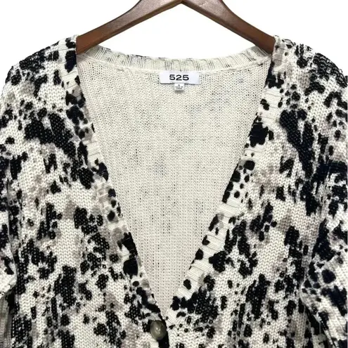 525 America 525 Animal Print Knit Cardigan Sweater Pockets 100% Cotton Lounge Cozy S