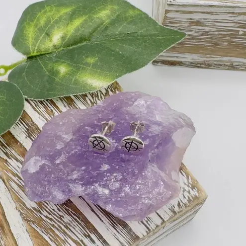 Punk Rock Anarchy Logo Sterling Silver Stud Earrings Silver