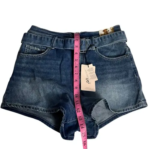 Sincerely Jules Women's Belted High Waisted Denim Shorts Sz 9/29 NWT Blue