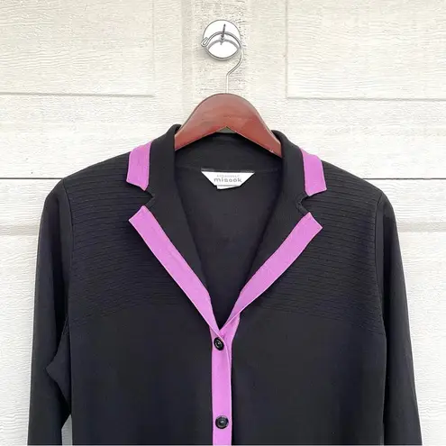 Misook Exclusively Womens Jacket Cardigan Black Purple Unstructured Medium