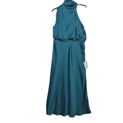 Petal and Pup NWT Annabelle Satin Teal Sleeveless Midi Dress US L