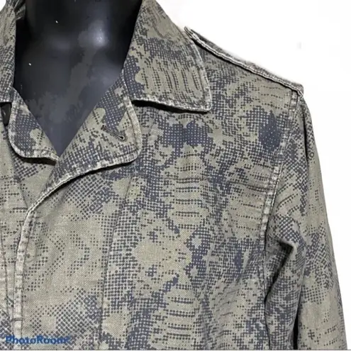 Rebecca Taylor  Digital Print Snakeskin Olive Military Jacket Size XS