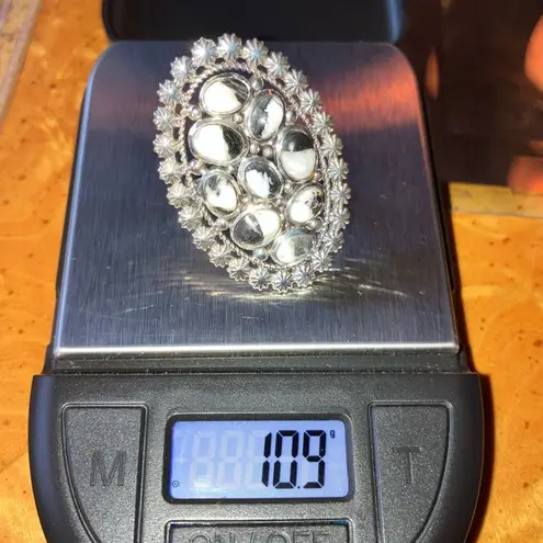 White Buffalo Sterling Silver Statement Ring Size 7 Black