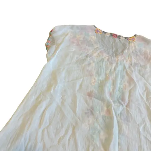 Johnny Was Petunia Embroidered Blouse Tunic Top Bohemian Boho Shirt Size Medium