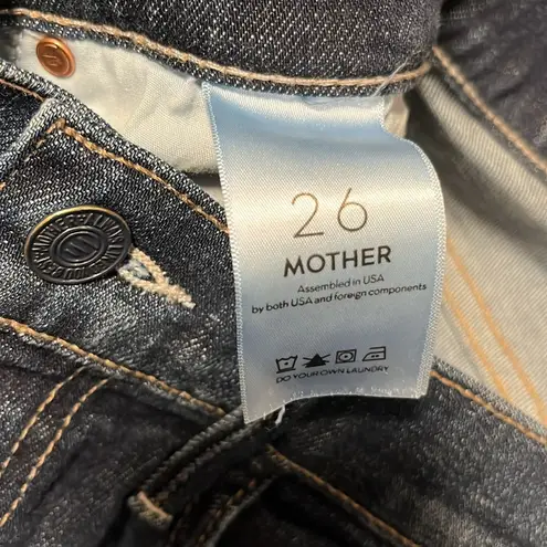 MOTHER Insider Crop Step Fray Speed Red Stripe Racer High Rise Jeans, Size 26 Blue