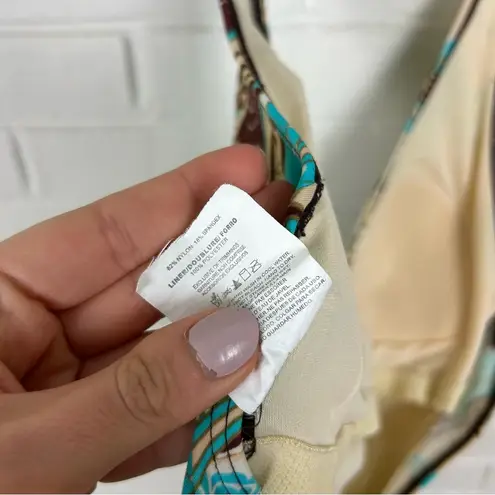 Vintage Turquoise Brown Western Floral One Piece Swimsuit Size 10 Blue