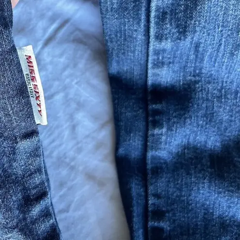 Miss Sixty Vintage Denim Jacket Women’s Sz Large Blue Distressed Made In Italy