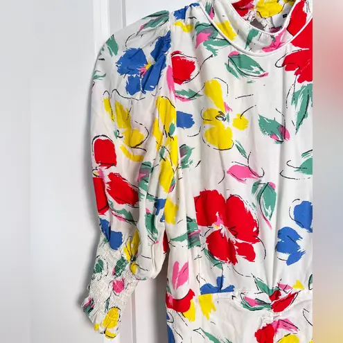 Rixo x Target Women’s White Floral Mock Neck Ruffle Midi Dress Size 2