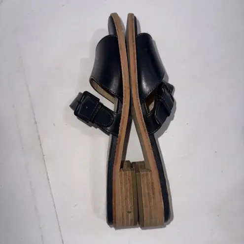 Trotters Minimalist Old Money Black Leather Mule Sandals Shoes Flats Size 7.5