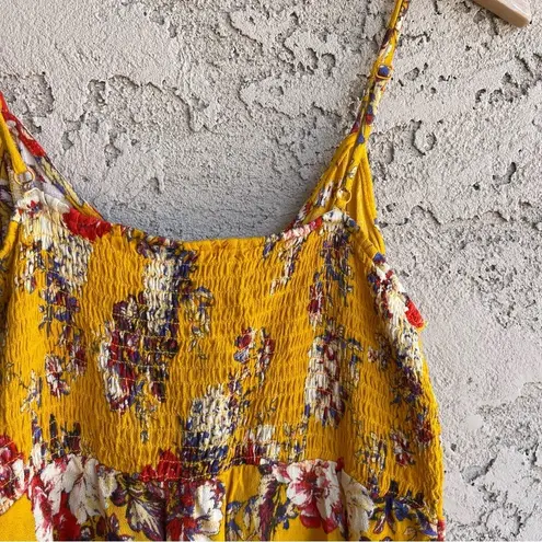 Lily White Buckle Women’s Yellow Red Floral Tie Front Cami Tank Top Size Medium