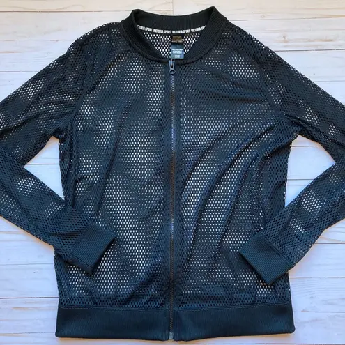 Victoria's Secret Sport All Over Mesh Bomber Jacket Black Sz S