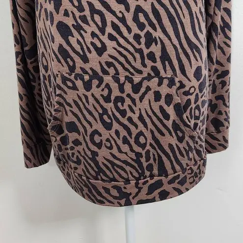 All Worthy Animal Print Hoodie Size XXS Brown and Black Leopard Print Top