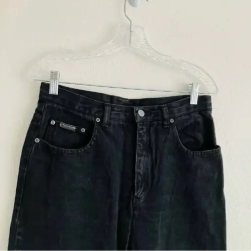 NY Jeans Vintage Black Denim Straight Leg Classic Petite High Waist Mom Jean