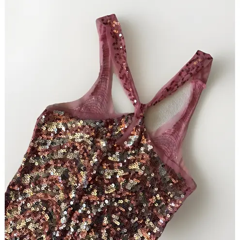 Body Central Colorful Sequin Sleeveless Tank Top Juniors Medium Retro Y2K Hippie