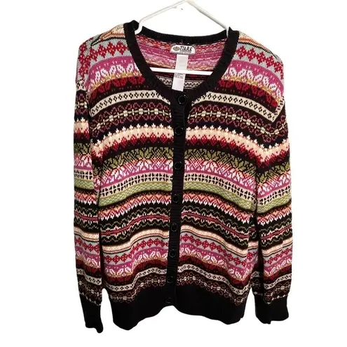 Tiara International Vintage Cardigan Sweater Fair Isle