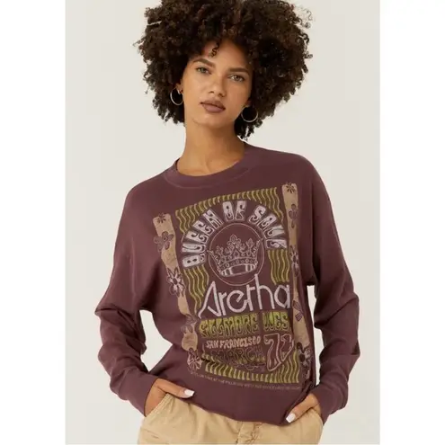 Daydreamer Burgundy Purple Red Aretha Franklin Concert Tee Long Sleeve Crop Top