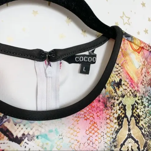 Colorful Patterned Scuba Bodycon Dress Pink Size L